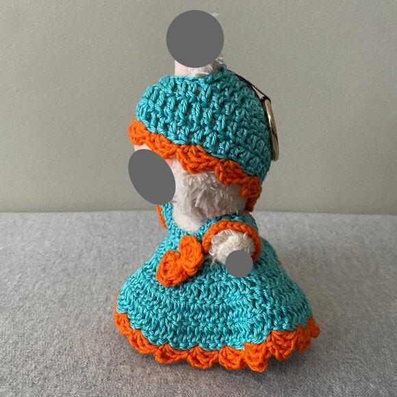 Handmade Crochet Blue Orange Outfit for 17cm Plush Doll 2-Piece Set - Picture 4 of 7